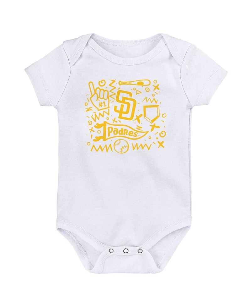 Outerstuff Newborn San Diego Padres Batter Up Bodysuit 3-Pack