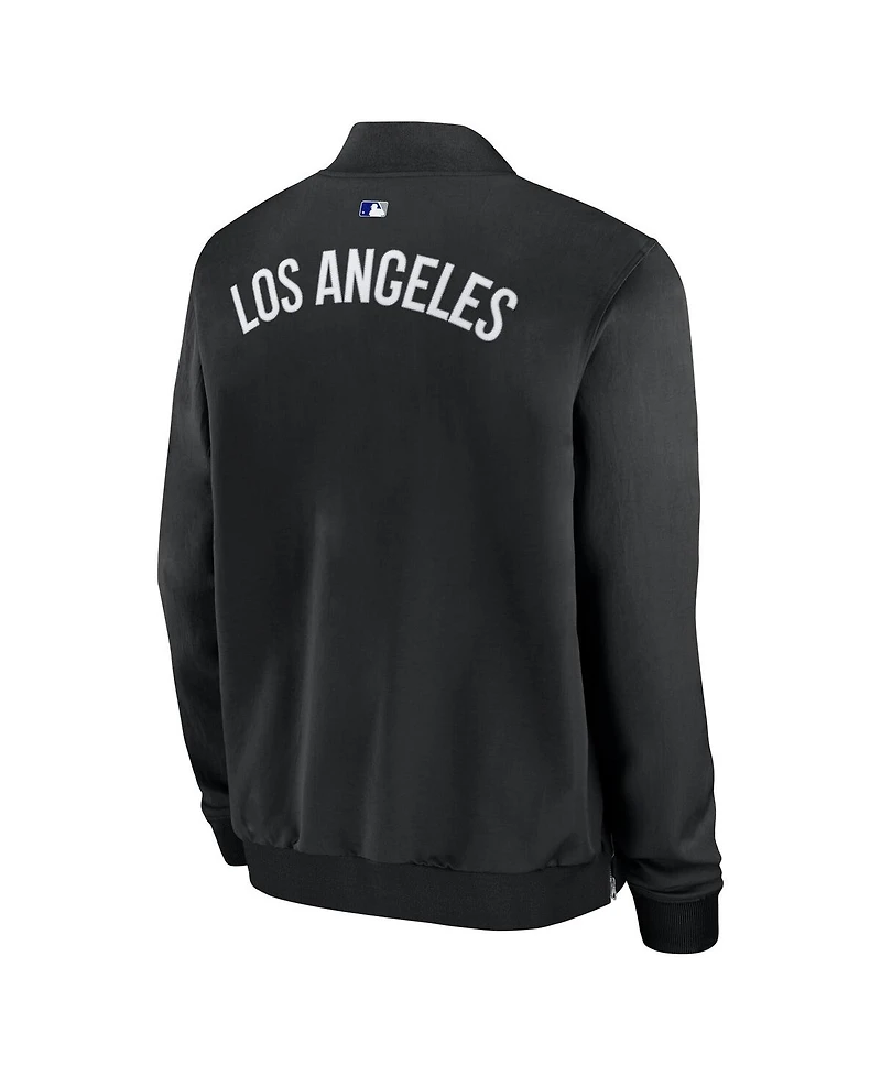 Nike Men's Black Los Angeles Dodgers Authentic Collection Dugout Full-Zip Bomber Jacket