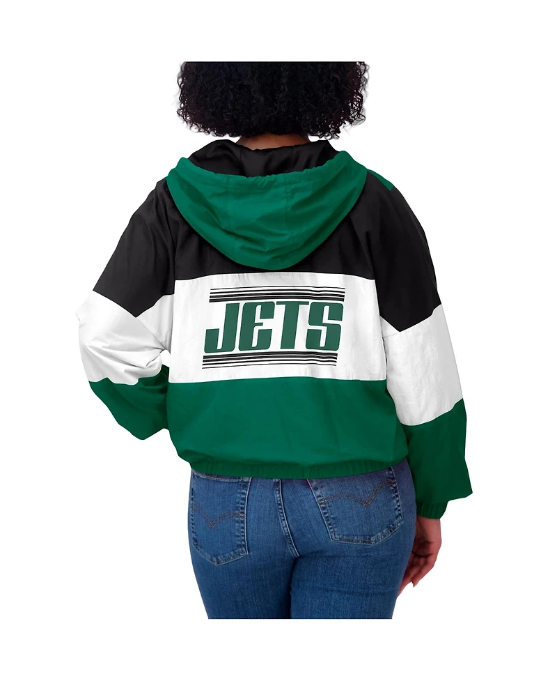 Wear by Erin Andrews Women's Green New York Jets Color Block Full-Zip Windbreaker Jacket