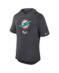 Nike Men's Anthracite Miami Dolphins Tri-Blend Performance Hoodie T-Shirt