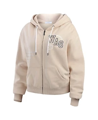 Wear by Erin Andrews Women's Tan Washington Wizards Tonal Felt Patch Full-Zip Hoodie