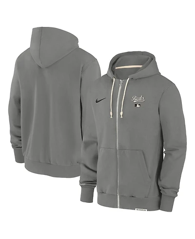 Nike Men's Charcoal Cincinnati Reds Authentic Collection Travel Performance Full-Zip Hoodie