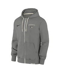 Nike Men's Charcoal Milwaukee Brewers Authentic Collection Travel Performance Full-Zip Hoodie