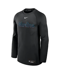 Nike Men's Black Miami Marlins Authentic Collection Game Time Raglan Performance Long Sleeve T-Shirt
