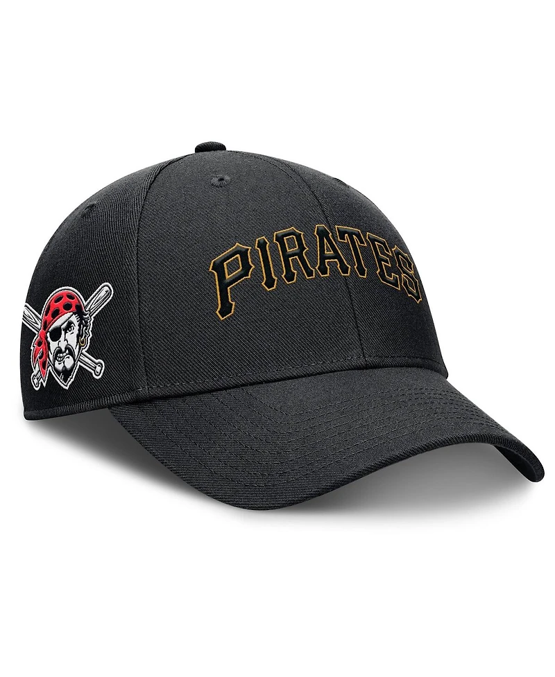 Nike Men's Black Pittsburgh Pirates Rise Gaberdine Adjustable Hat