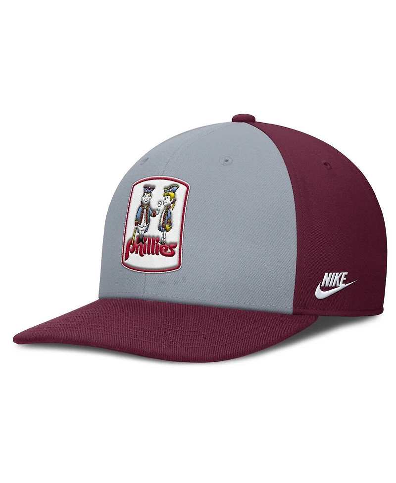 Nike Men's Gray/Burgundy Philadelphia Phillies Pro Performance Snapback Hat