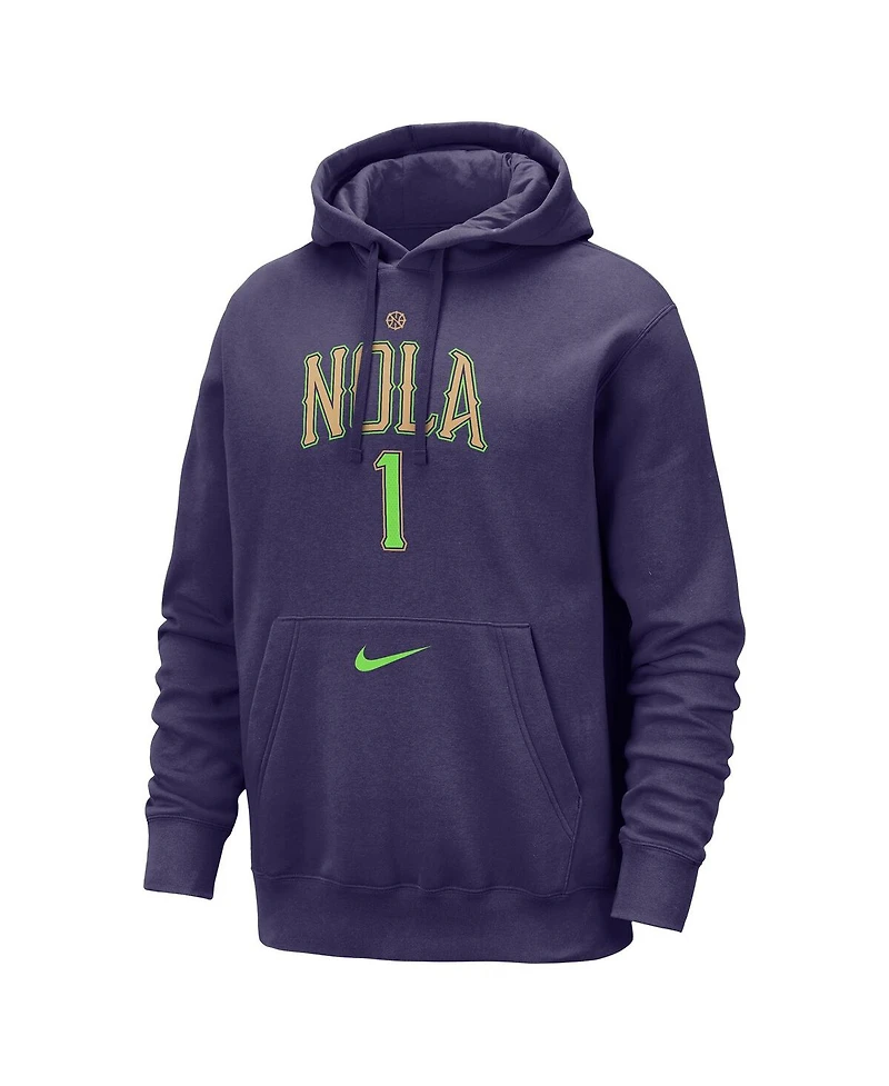 Nike Men's Zion Williamson Purple New Orleans Pelicans 2024/25 City Edition Name Number Pullover Hoodie