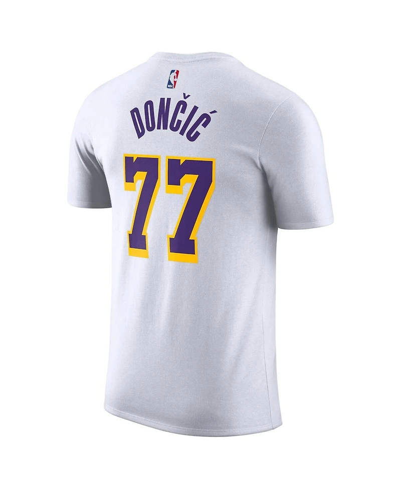 Nike Men's Luka Doncic White Los Angeles Lakers Statement Edition Name Number T-Shirt