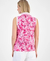 Nautica Jeans Women's Printed Pique-Knit Sleeveless Top