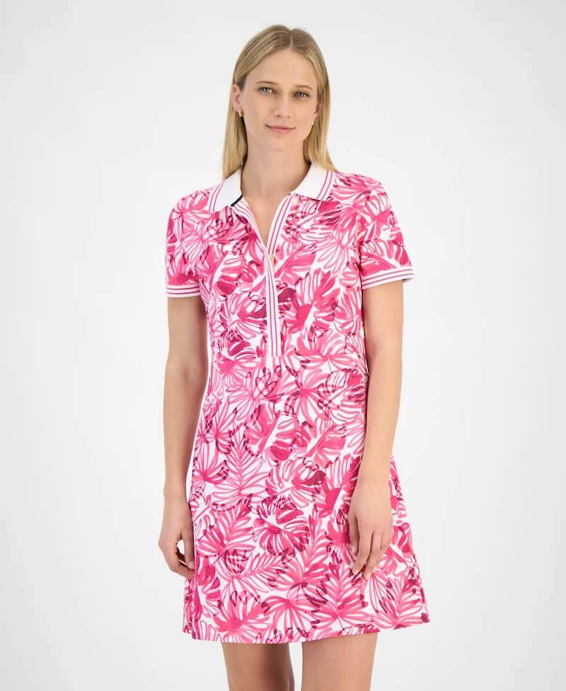 Nautica Jeans Women's Printed Zip Polo Dress