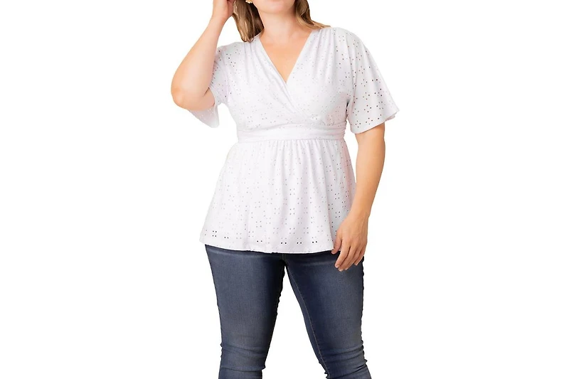 Kiyonna Plus Sunny Day Eyelet Top