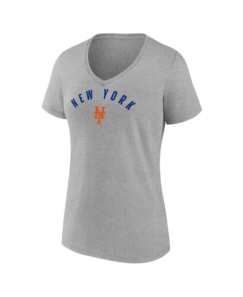 Fanatics Women's Gray New York Mets V-Neck T-Shirt