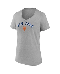Fanatics Women's Gray New York Mets V-Neck T-Shirt