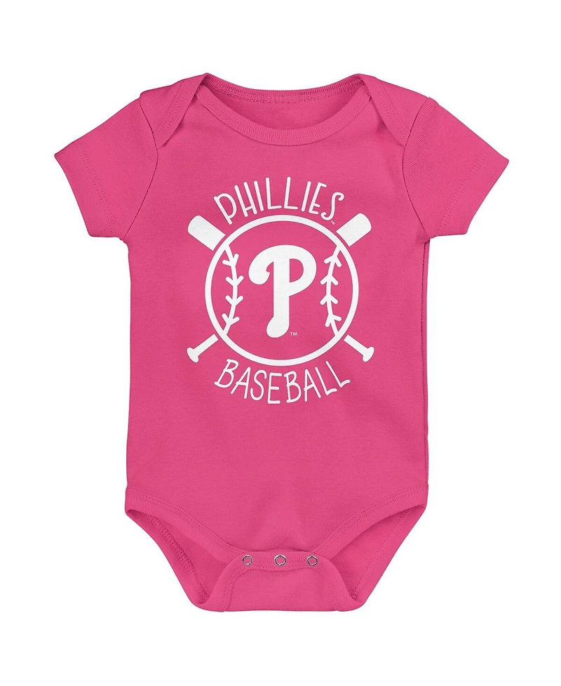 Outerstuff Baby Boys and Girls Philadelphia Phillies Slide Home 3-Pack Bodysuit Set