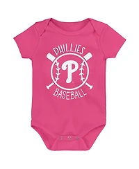 Outerstuff Baby Boys and Girls Philadelphia Phillies Slide Home 3-Pack Bodysuit Set