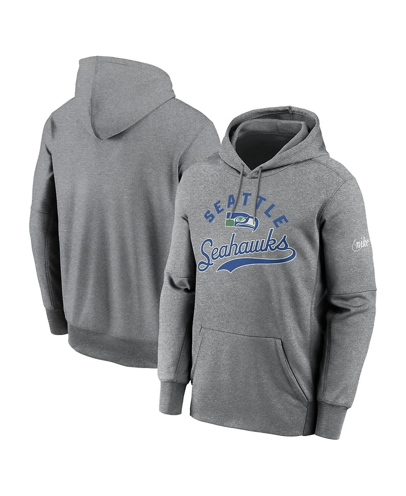Nike Men's Heather Gray Seattle Seahawks Performance Fleece Pullover Hoodie