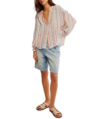 Free People Women's Striped Valley Double-Cloth Shirt