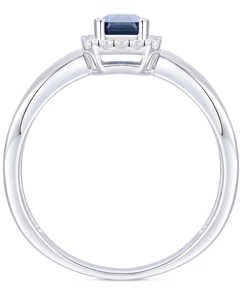 Emerald (5/8 ct. t.w.) & Diamond (1/6 Halo Ring 14k Gold (Also Ruby Sapphire)