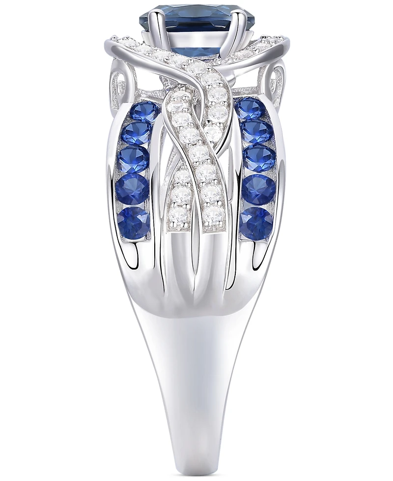 Emerald (3/8 ct. t.w.) & Diamond (1/4 Multirow Swirl Ring 14k Gold (Also Ruby Sapphire)