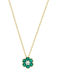 2-Pc. Set Lab-Created Emerald (1-3/8 ct. t.w.) & Lab-Created White Sapphire (1/3 ct. t.w.) Flower Pendant Necklace & Matching Stud Earrings in 14k Yel