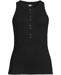 Lands' End Women's Drapey Rib Fitted Henley Tank Top