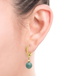 Dyed Green & Lavender Jade (8mm) 2-Pc. Set Drop Earrings 14k Gold-Plated Sterling Silver