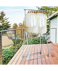 Clothes Drying Rack, Extendable Foldable Heavy Duty Clothing Rack with Hanging Rod