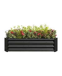 Metal Raised Garden Bed, Rectangle Raised Planter 4×2×1ft for Flowers Plants, Vegetables Herb Veezyo