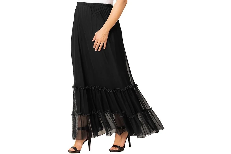 Kiyonna Plus Isla Tiered Mesh Maxi Skirt
