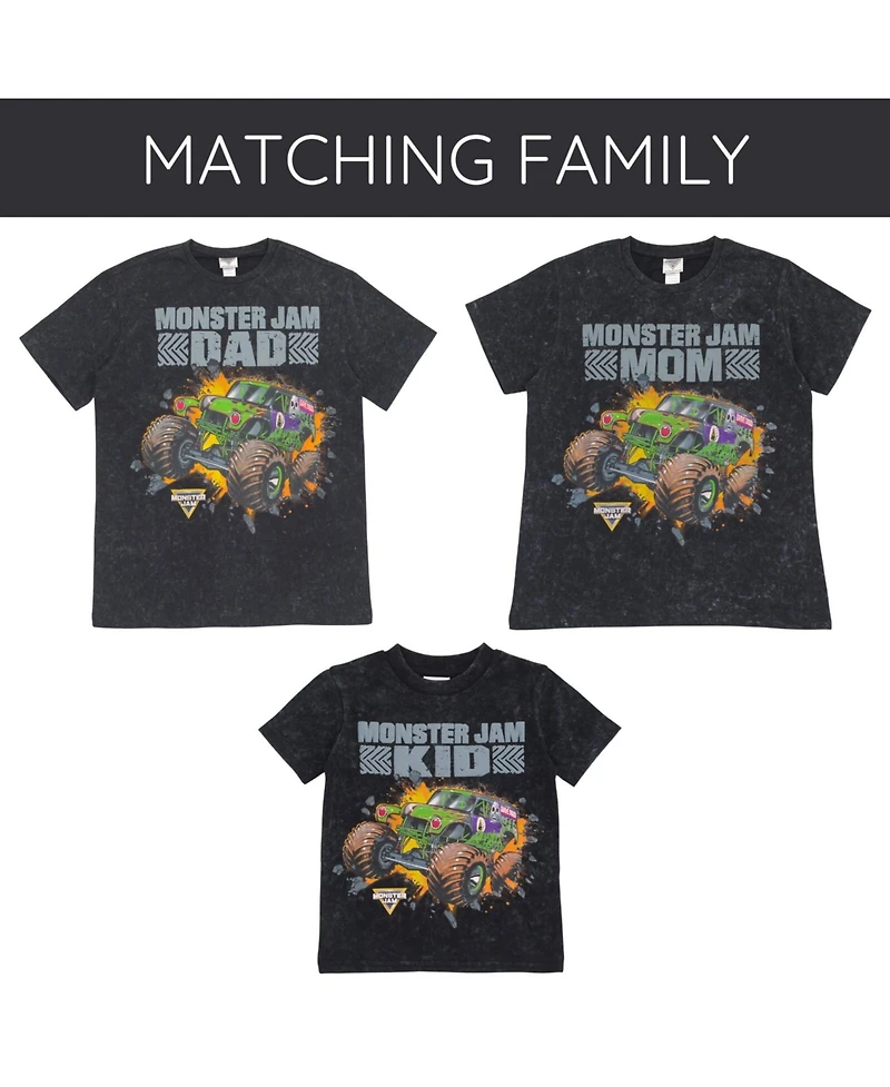 Monster Jam Toddler Boys Vintage Wash Matching Family T-Shirt to Adult Grave Digger