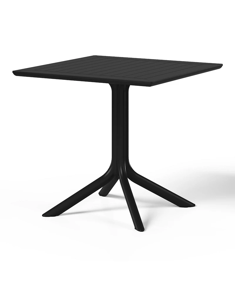 5-Piece Resin Square Patio Dining Table Set with Stackable Chairs