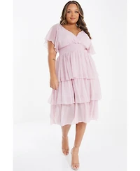 Quiz Plus Chiffon Glitter Tiered Dress