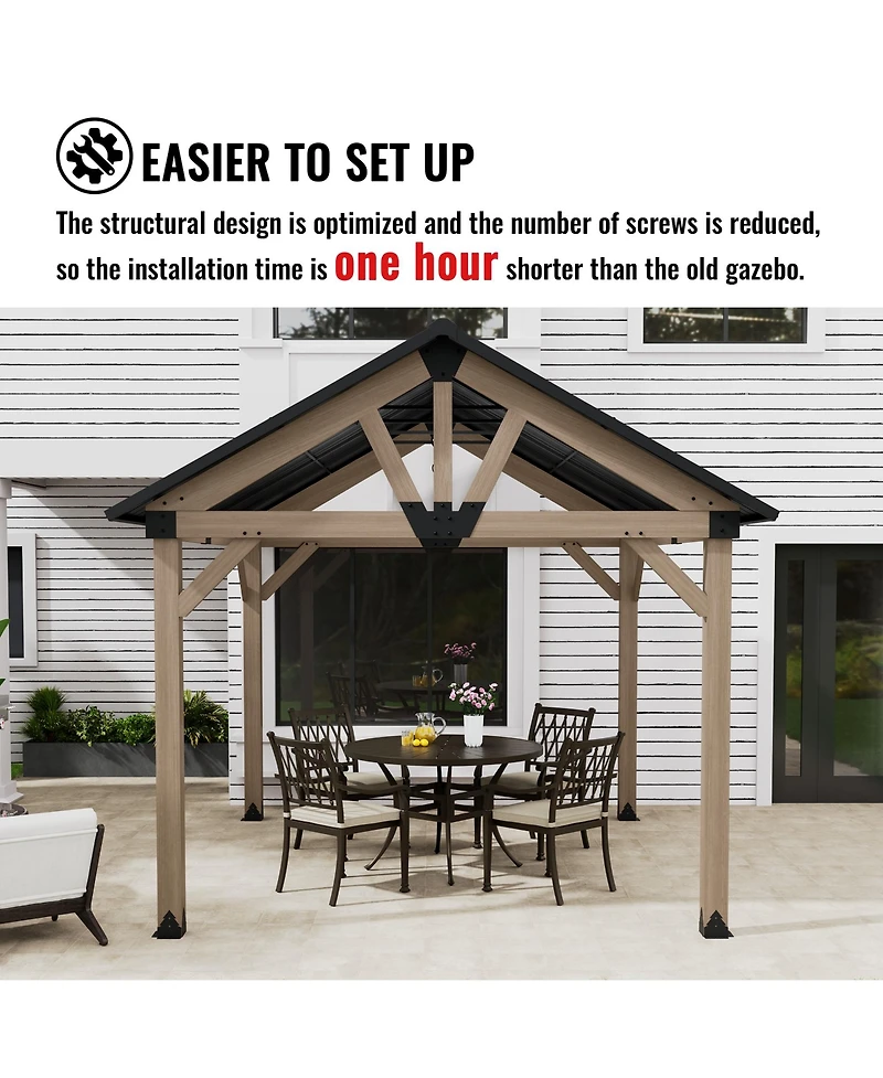 Mondawe 10 x 12 ft. Wood Gazebo Cedar Framed Wooden Gazebo - Greenwich Serie