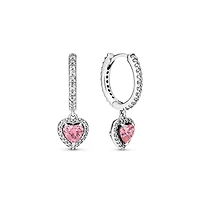 Pandora Sterling Silver Sparkling Halo Heart Hoop Earrings