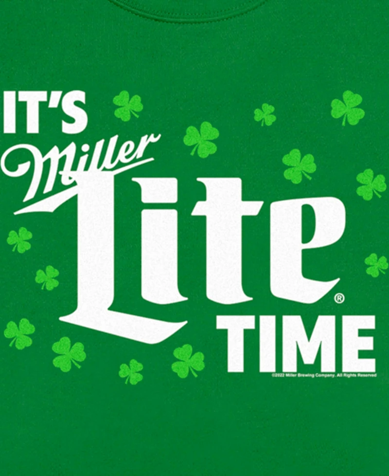 Miller Lite Men's Irish Time Crew Fleece Pullover Sweatshirt