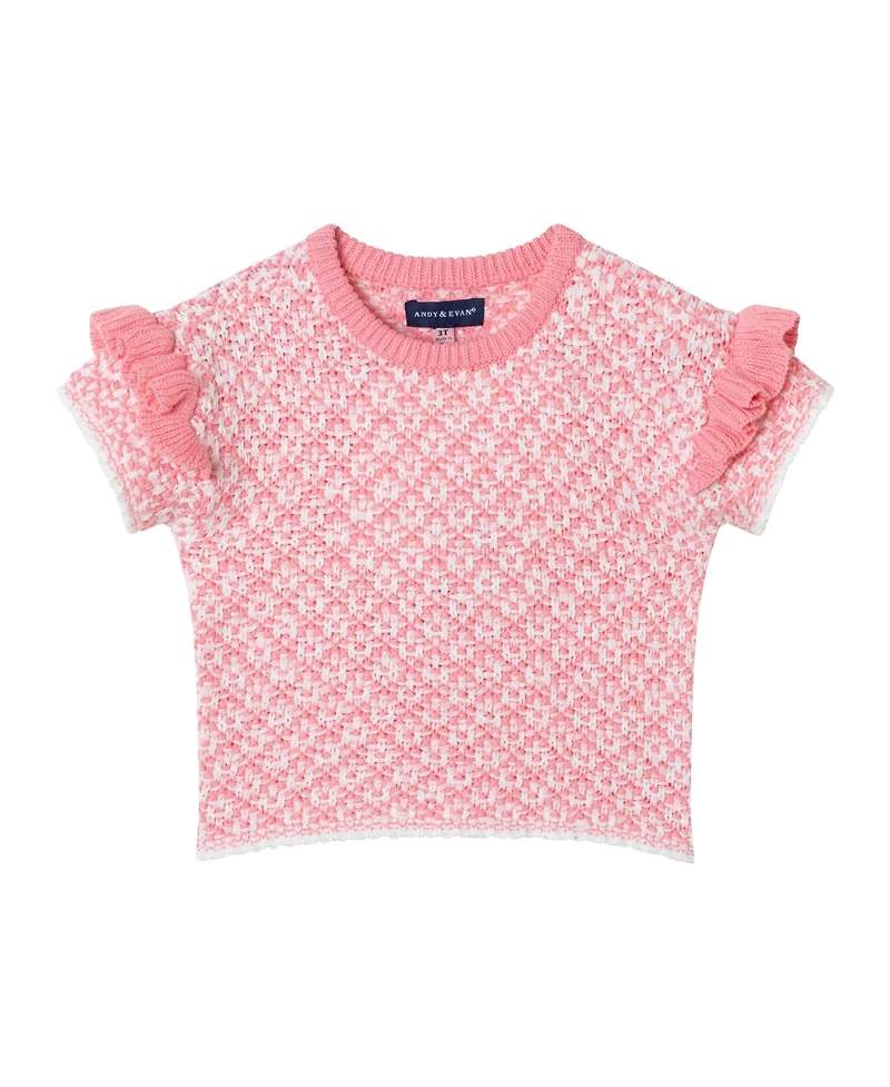 Andy & Evan Toddler Girls Toddler/Child Pink Crochet Top Shorts Set