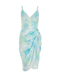 Quiz Women's Smudge Satin Wrap Midi Dress