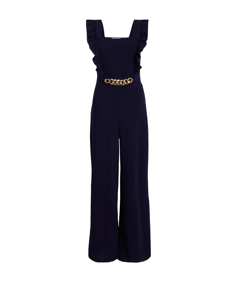 Quiz Women's Scuba Crepe Chain Front Frill Jumpsuit
