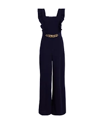 Quiz Women's Scuba Crepe Chain Front Frill Jumpsuit