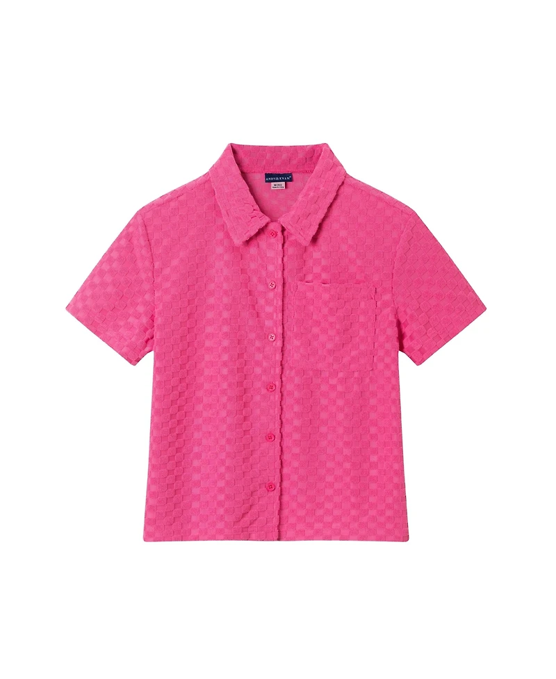 Andy & Evan Big Girls Toddler/Child Terry Button Up Set