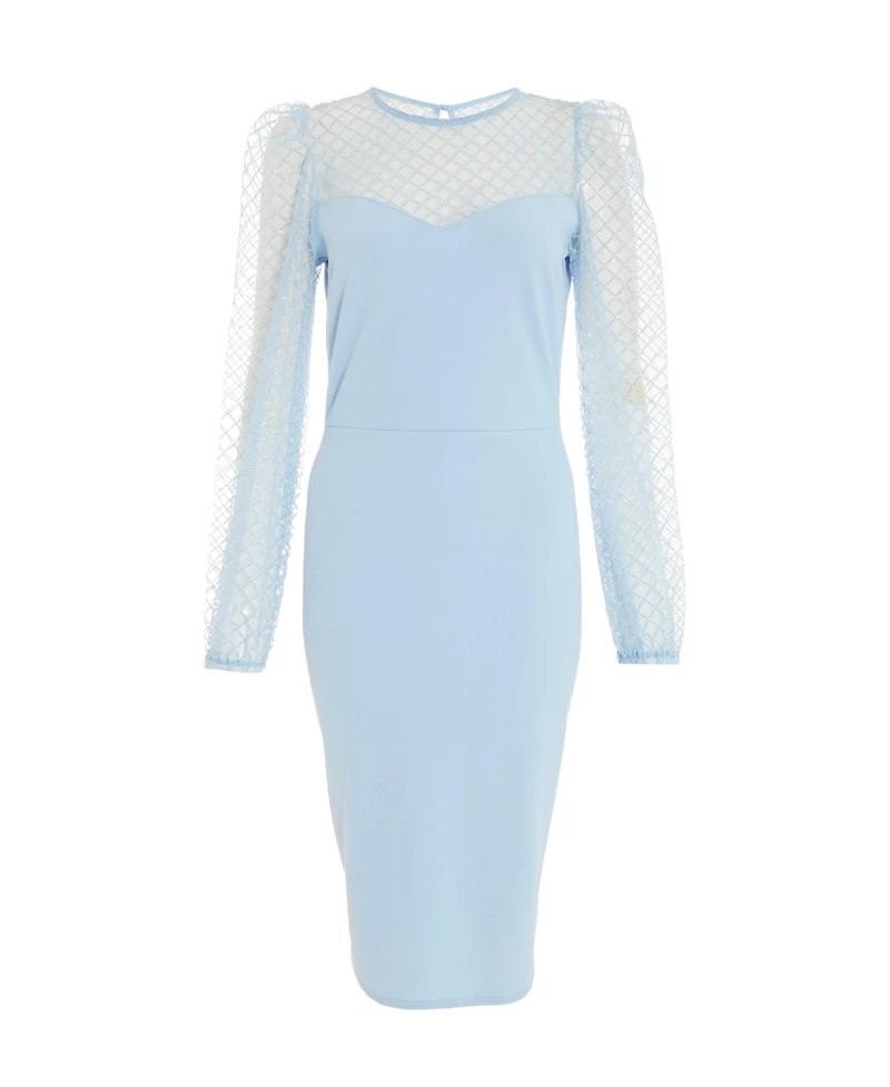 Quiz Women's Scuba Crepe/Mesh Sweetheart Midi Dress