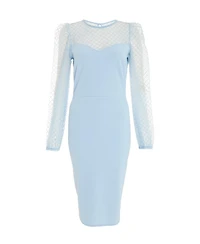 Quiz Women's Scuba Crepe/Mesh Sweetheart Midi Dress
