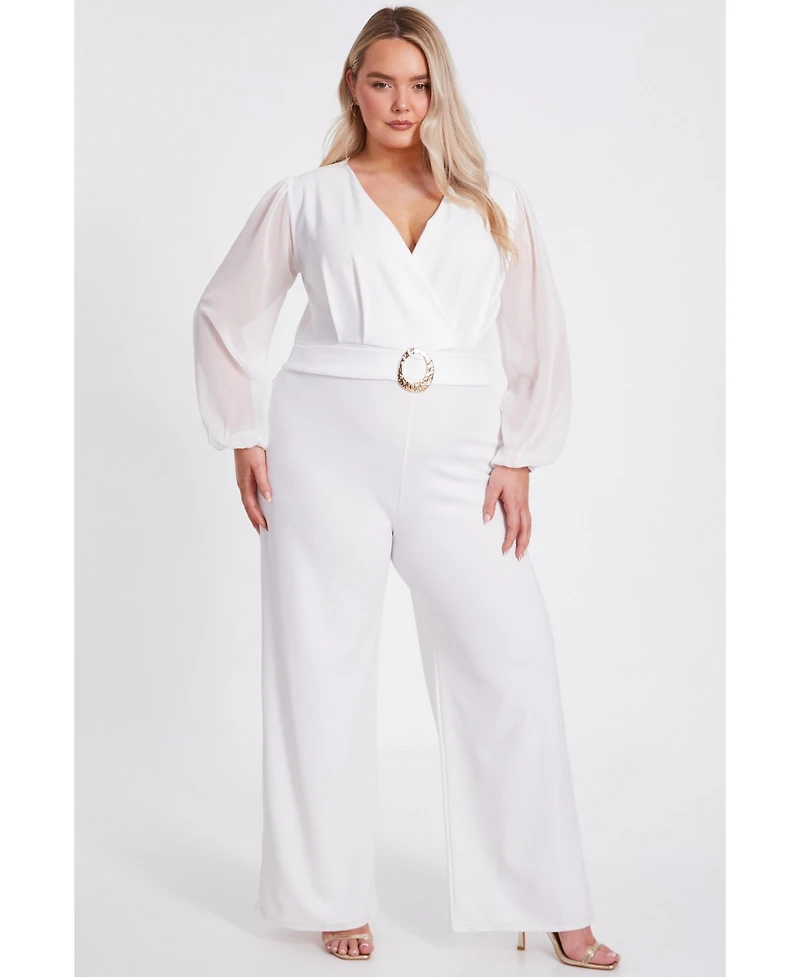Quiz Plus Chiffon Wrap Buckle Jumpsuit