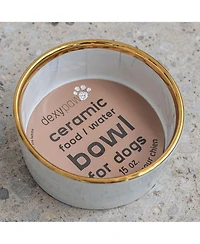 Marble Dog Bowl: Grey & Gold Accent