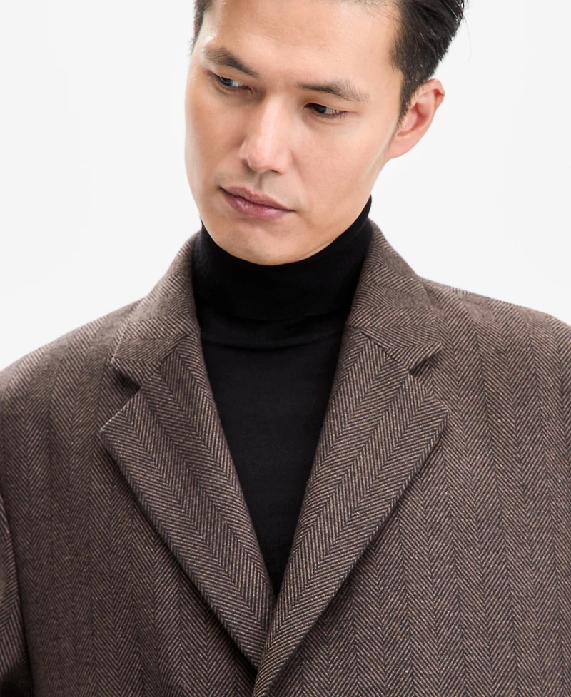 Hugo by Boss Men's Modern-Fit Herringbone Overcoat