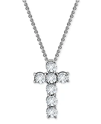 Giani Bernini Round Cubic Zirconia Chunky Cross Pendant Necklace, 16" + 2" extender
