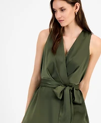 Anne Klein Women's Surplice Handkerchief-Hem Sleeveless Midi Dress