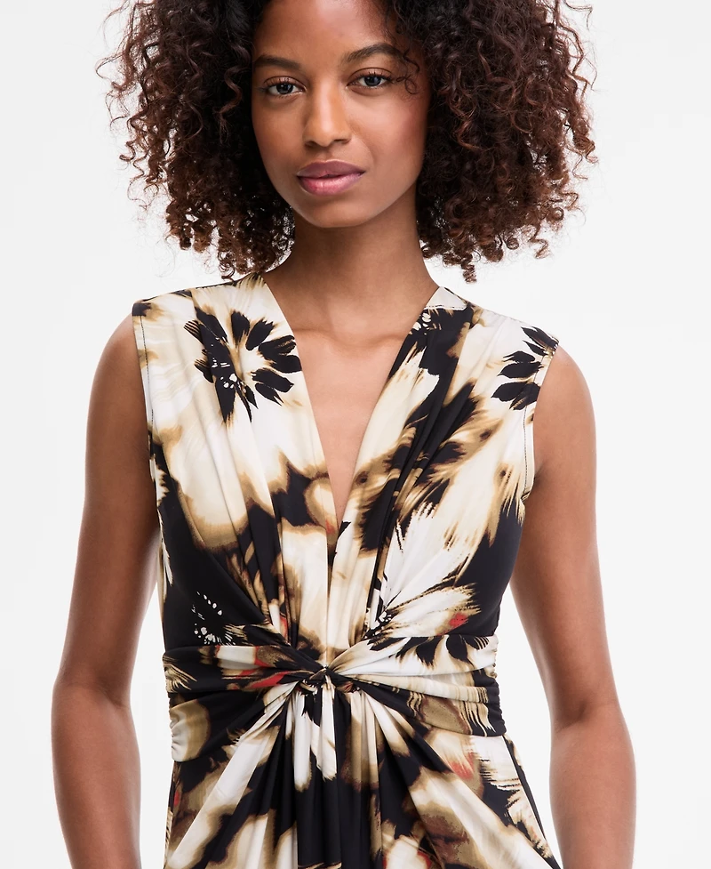Anne Klein Women's Printed Twist-Front Maxi Dress