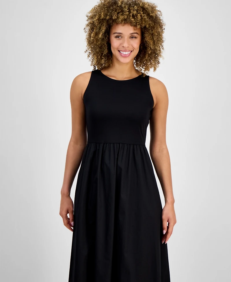 Anne Klein Women's Sleeveless Mixed-Media Midi Dress