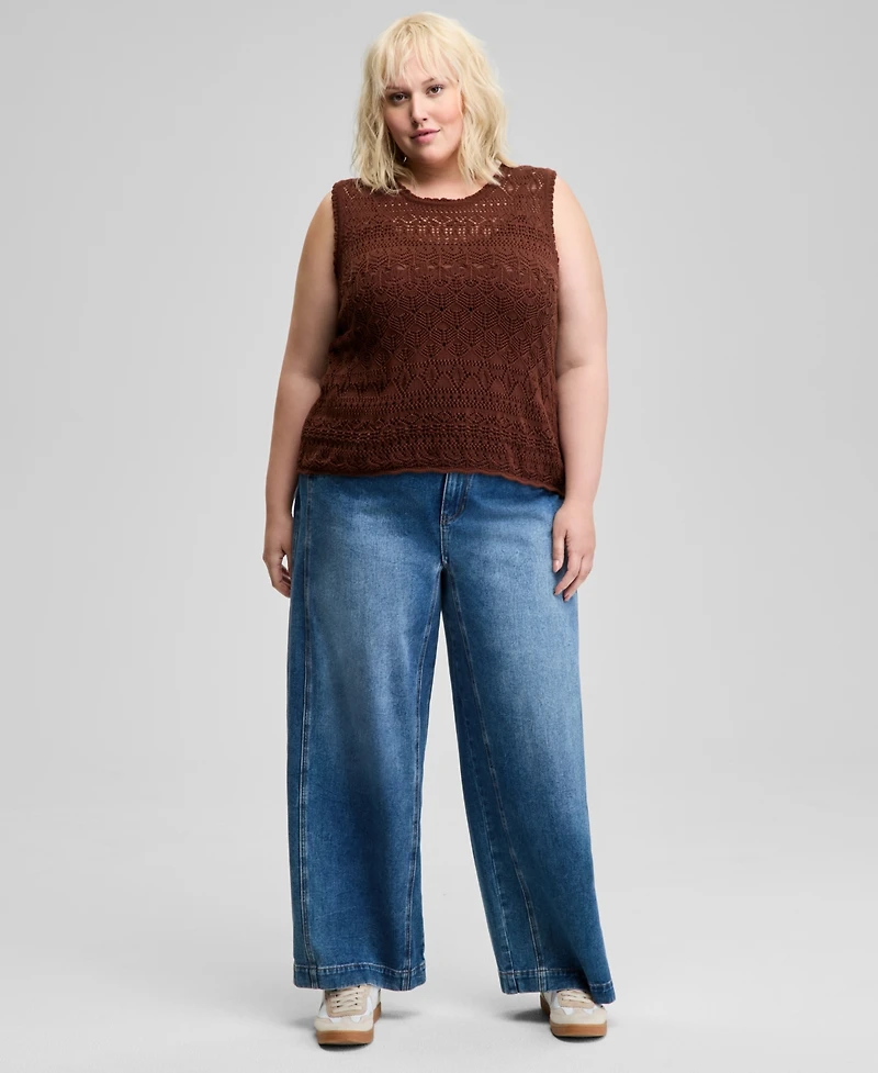And Now This Trendy Plus Crochet Sleeveless Top, Created for Macy's